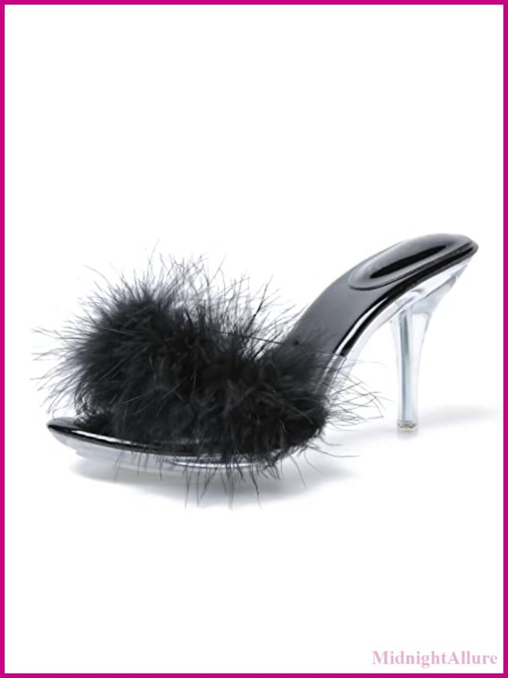 Clear Stiletto Heels Fuzzy Feather Mules Pointed Toe Slip On Party Prom Shoes